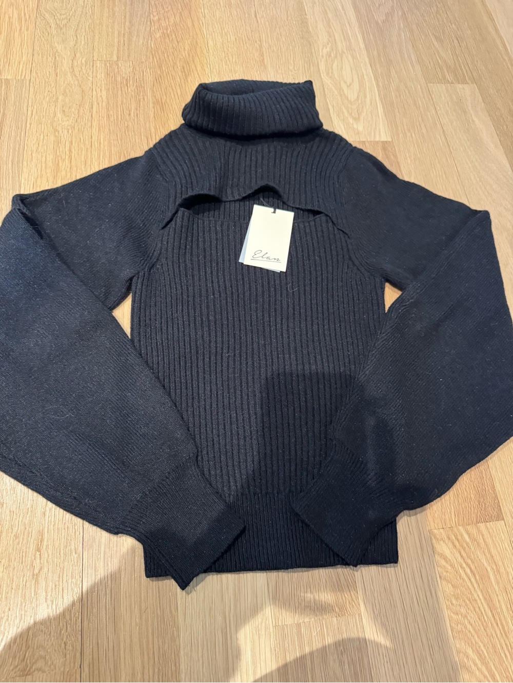 Elan Black Ribbed Knit Sweater